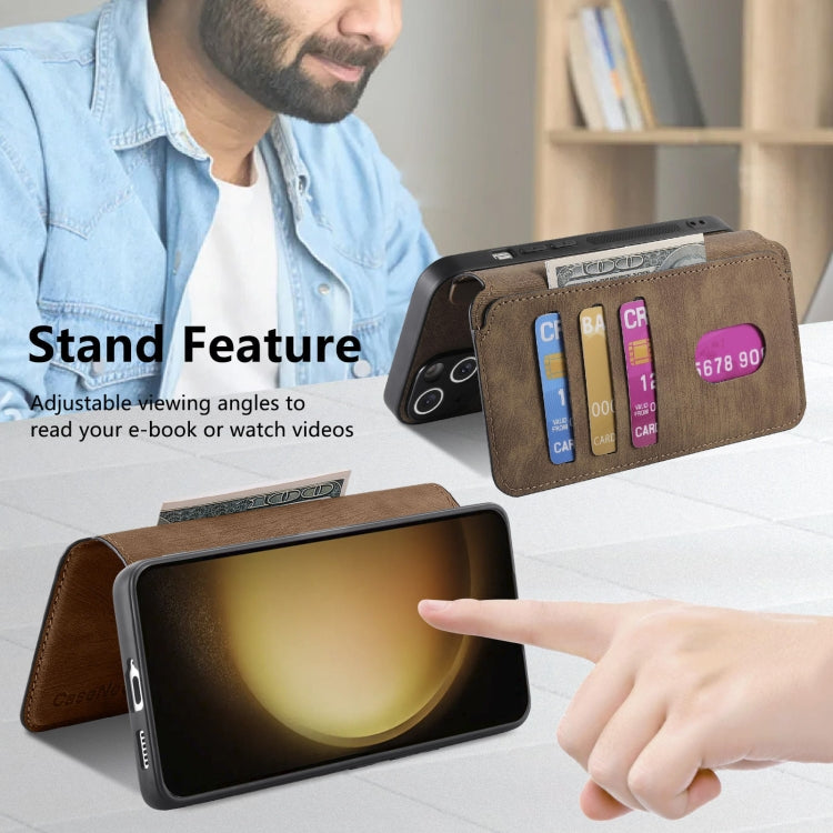 For Galaxy S23 5G CaseNeo MagSafe RFID Anti-theft Retro Leather Phone Case(Brown)
