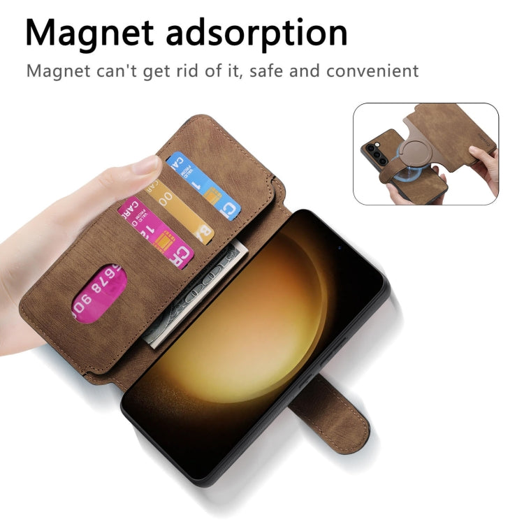 For Galaxy S23 5G CaseNeo MagSafe RFID Anti-theft Retro Leather Phone Case(Brown)