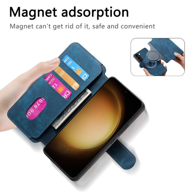 Coque pour Samsung Galaxy S23 5G Étui en Cuir Rétro Neo MagSafe Anti-RFID Antivol (Bleu)