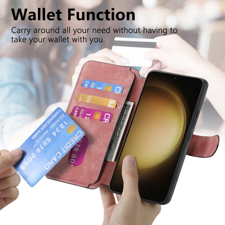 Pour Samsung Galaxy S23 5G Étui en cuir rétro anti-vol Neo MagSafe RFID (rose)