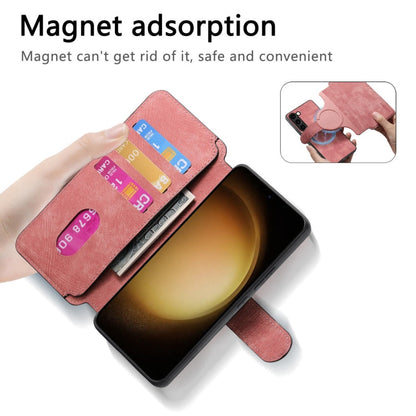 Pour Samsung Galaxy S23 5G Étui en cuir rétro anti-vol Neo MagSafe RFID (rose)