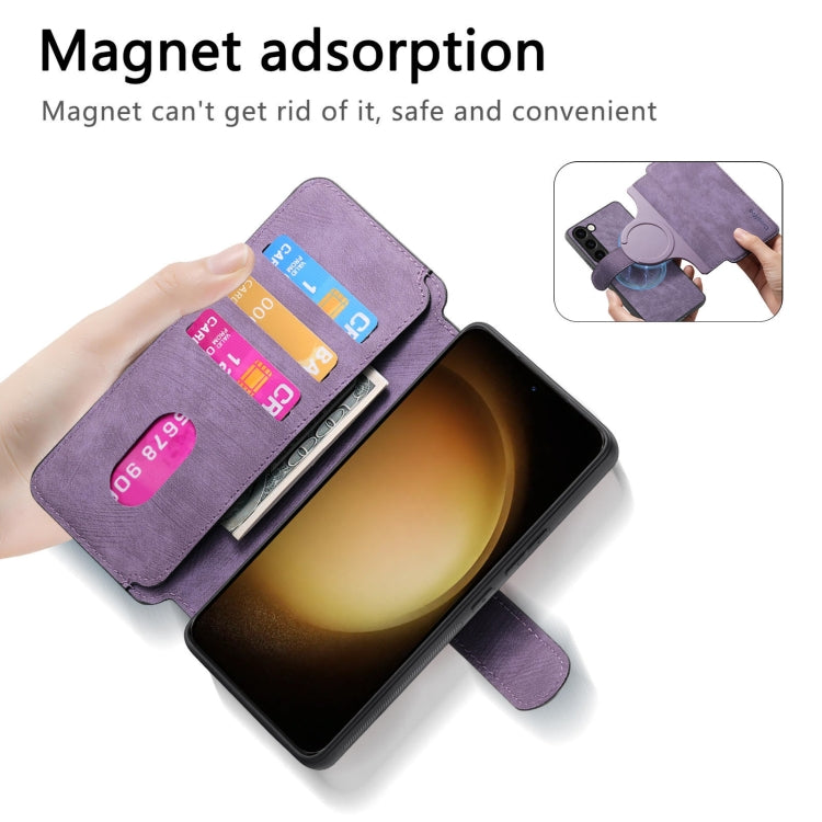 For Galaxy S23 5G CaseNeo MagSafe RFID Anti-theft Retro Leather Phone Case(Purple)