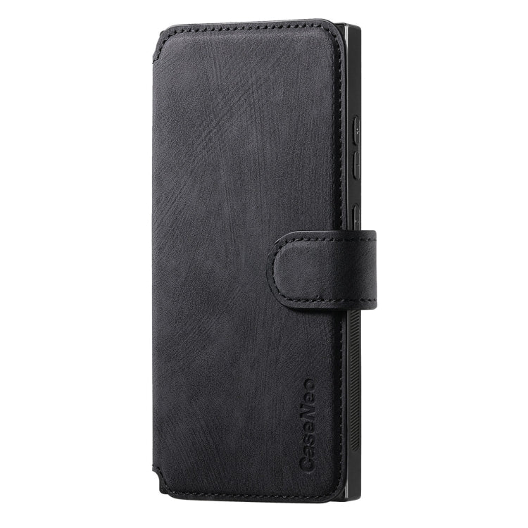 Pour Samsung Galaxy S22 Ultra 5G ÉtuiCoque de téléphone en cuir rétro anti-RFID et MagSafe (noir)