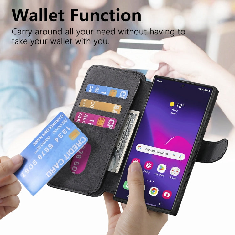 Pour Samsung Galaxy S22 Ultra 5G ÉtuiCoque de téléphone en cuir rétro anti-RFID et MagSafe (noir)