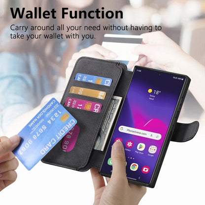 Pour Samsung Galaxy S22 Ultra 5G ÉtuiCoque de téléphone en cuir rétro anti-RFID et MagSafe (noir)