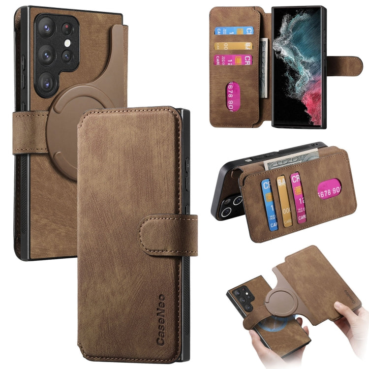 Pour étui Samsung Galaxy S22 Ultra 5GNeo MagSafe RFID Antivol Retro Housse en cuir (marron)