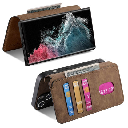 Pour étui Samsung Galaxy S22 Ultra 5GNeo MagSafe RFID Antivol Retro Housse en cuir (marron)