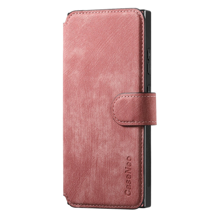 Pour Coque Samsung Galaxy S22 Ultra 5GÉtui de téléphone en cuir rétro Neo MagSafe RFID anti-vol (rose)