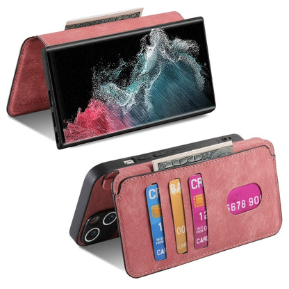 Pour Coque Samsung Galaxy S22 Ultra 5GÉtui de téléphone en cuir rétro Neo MagSafe RFID anti-vol (rose)