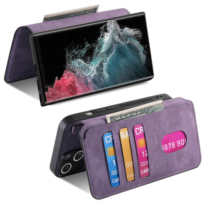 Pour Samsung Galaxy S22 Ultra 5G CoqueHousse de téléphone en cuir rétro anti-RFID Neo MagSafe (Violet)