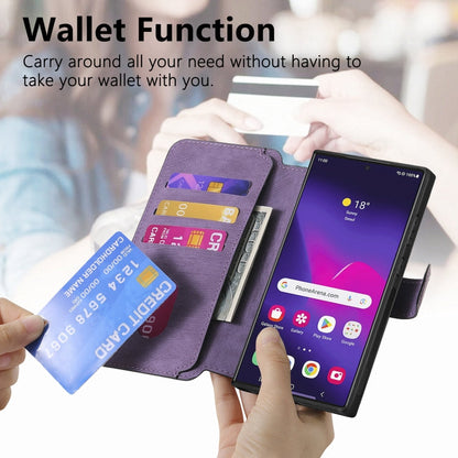 Pour Samsung Galaxy S22 Ultra 5G CoqueHousse de téléphone en cuir rétro anti-RFID Neo MagSafe (Violet)
