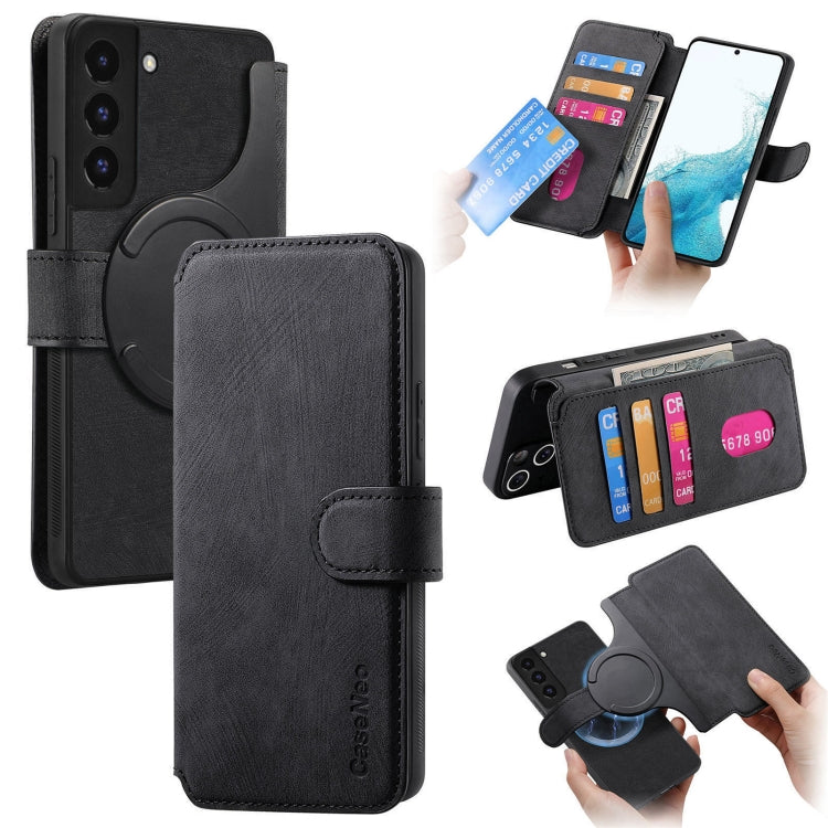 For Galaxy S22+ 5G CaseNeo MagSafe RFID Anti-theft Retro Leather Phone Case(Black)