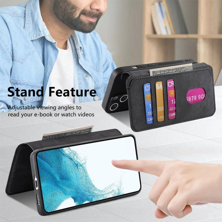 For Galaxy S22+ 5G CaseNeo MagSafe RFID Anti-theft Retro Leather Phone Case(Black)