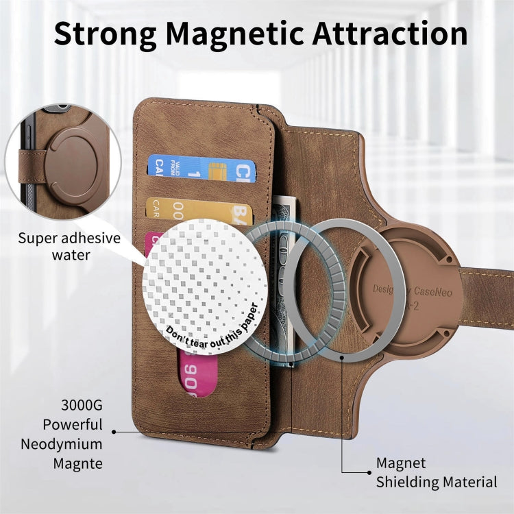 For Galaxy S22+ 5G CaseNeo MagSafe RFID Anti-theft Retro Leather Phone Case(Brown)