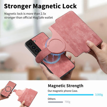 Pour Samsung Galaxy S22+ 5G Coque Étui portefeuille en cuir rétro avec MagSafe et anti-RFID (Rose)