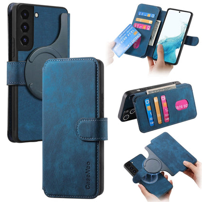 For Galaxy S22 5G CaseNeo MagSafe RFID Anti-theft Retro Leather Phone Case(Blue)