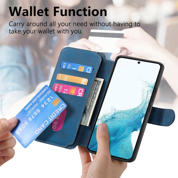 For Galaxy S22 5G CaseNeo MagSafe RFID Anti-theft Retro Leather Phone Case(Blue)