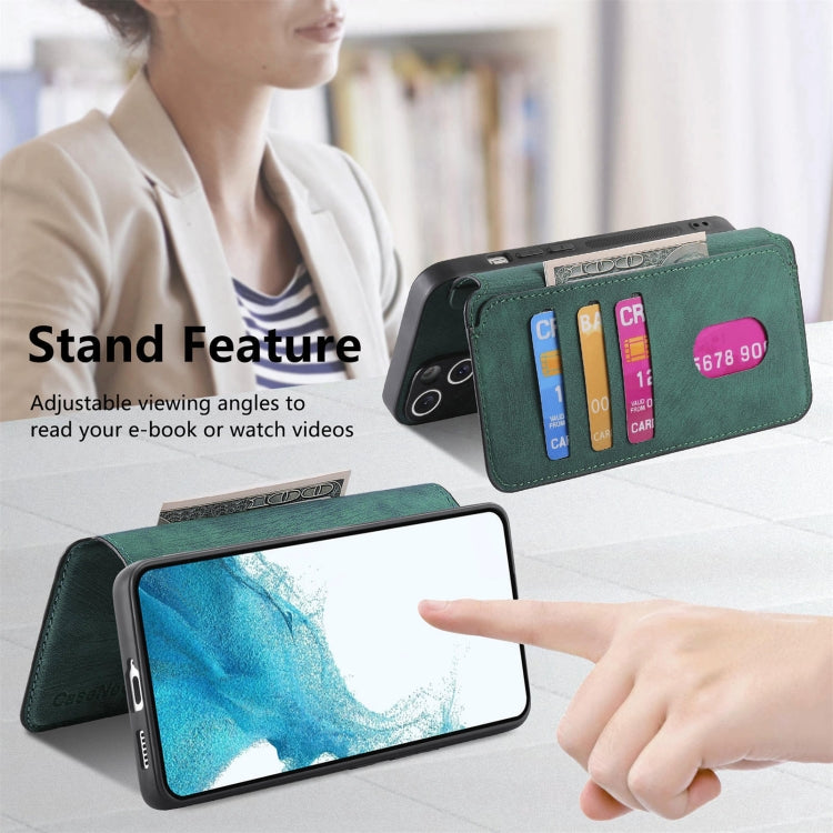 For Galaxy S22 5G CaseNeo MagSafe RFID Anti-theft Retro Leather Phone Case(Green)