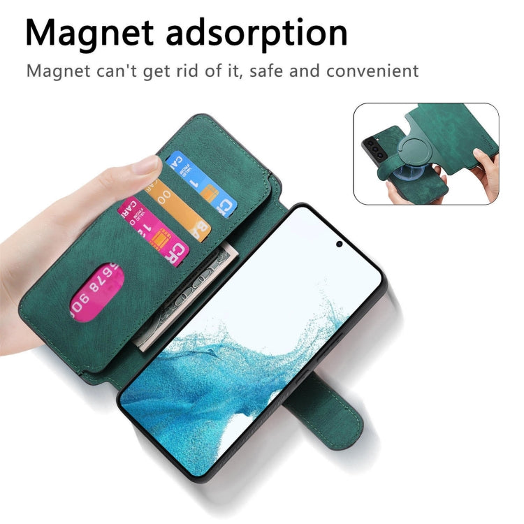 For Galaxy S22 5G CaseNeo MagSafe RFID Anti-theft Retro Leather Phone Case(Green)
