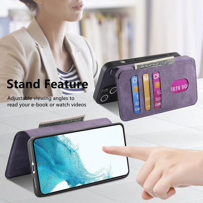For Galaxy S22 5G CaseNeo MagSafe RFID Anti-theft Retro Leather Phone Case(Purple)