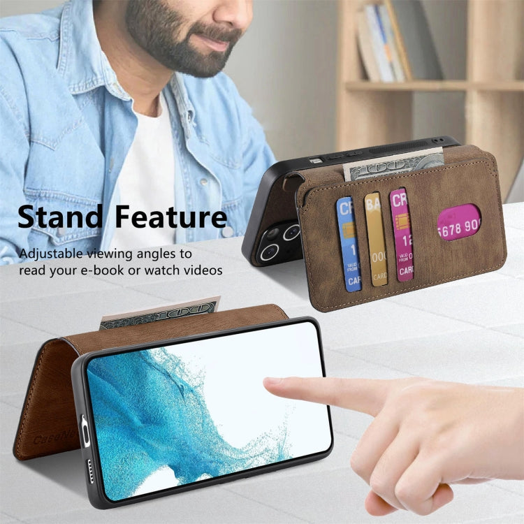 For Galaxy S21+ 5G CaseNeo MagSafe RFID Anti-theft Retro Leather Phone Case(Brown)