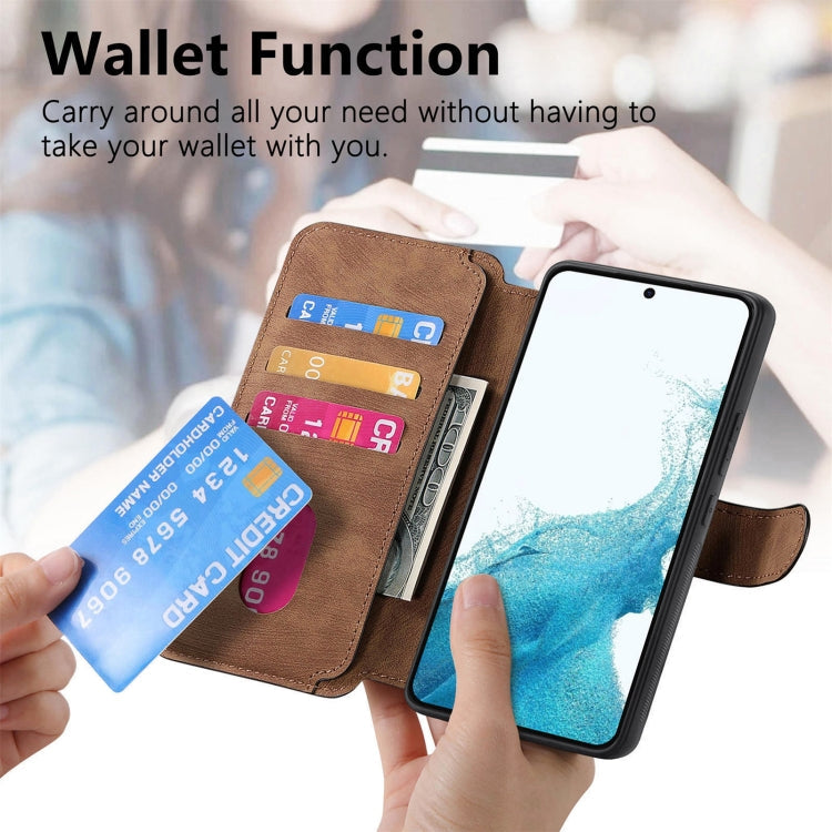 For Galaxy S21+ 5G CaseNeo MagSafe RFID Anti-theft Retro Leather Phone Case(Brown)