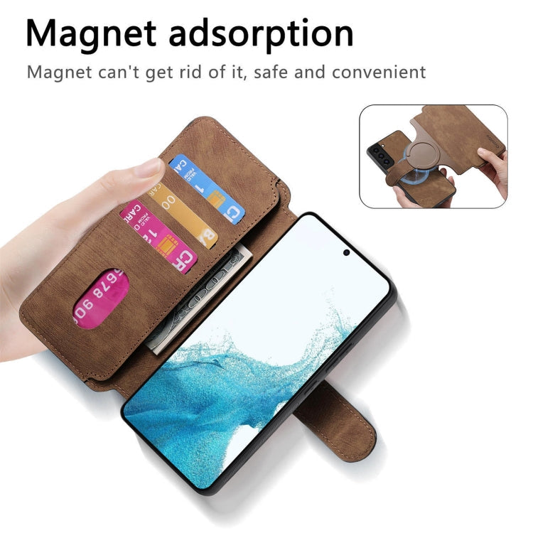 For Galaxy S21+ 5G CaseNeo MagSafe RFID Anti-theft Retro Leather Phone Case(Brown)