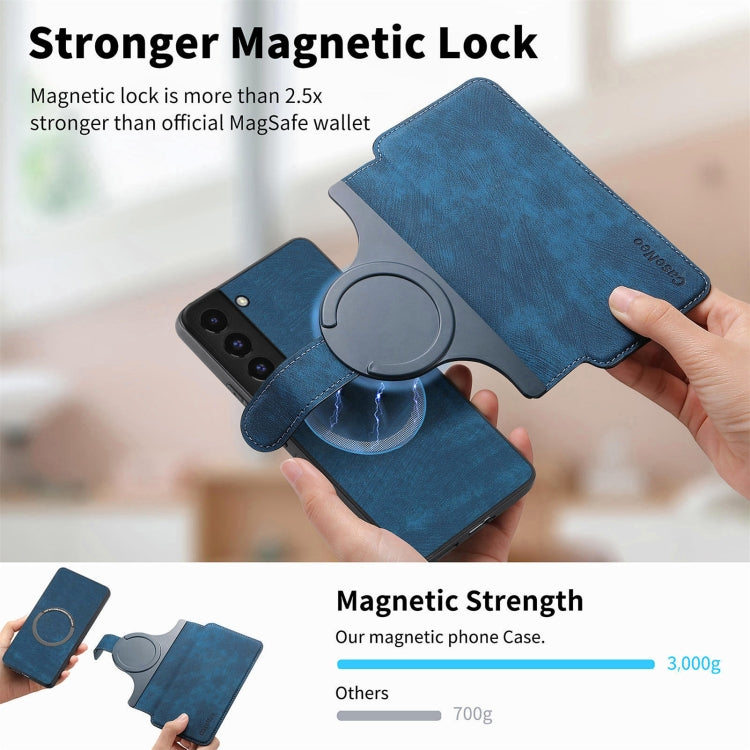 For Galaxy S21+ 5G CaseNeo MagSafe RFID Anti-theft Retro Leather Phone Case(Blue)