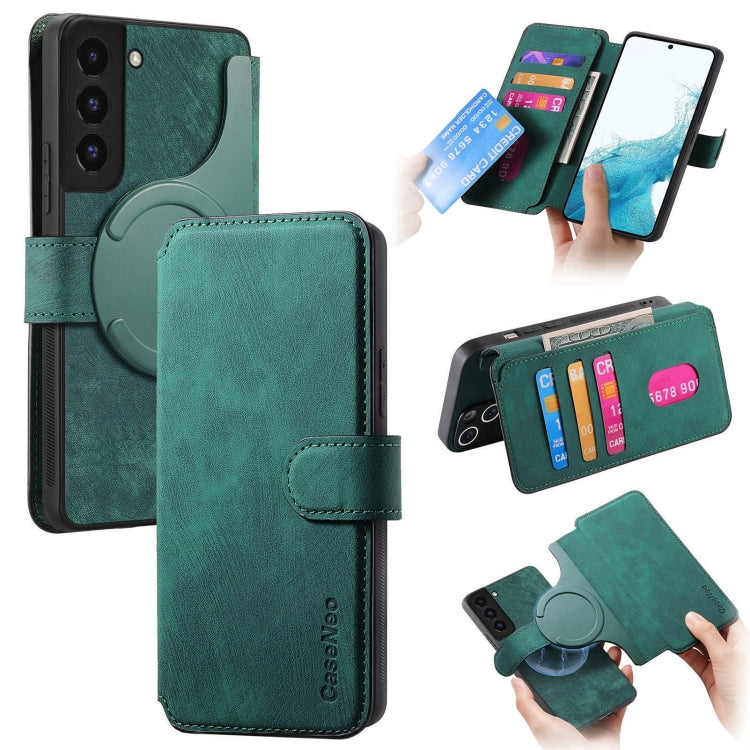 For Galaxy S21+ 5G CaseNeo MagSafe RFID Anti-theft Retro Leather Phone Case(Green)