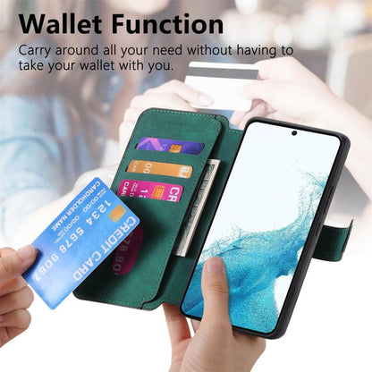 For Galaxy S21+ 5G CaseNeo MagSafe RFID Anti-theft Retro Leather Phone Case(Green)