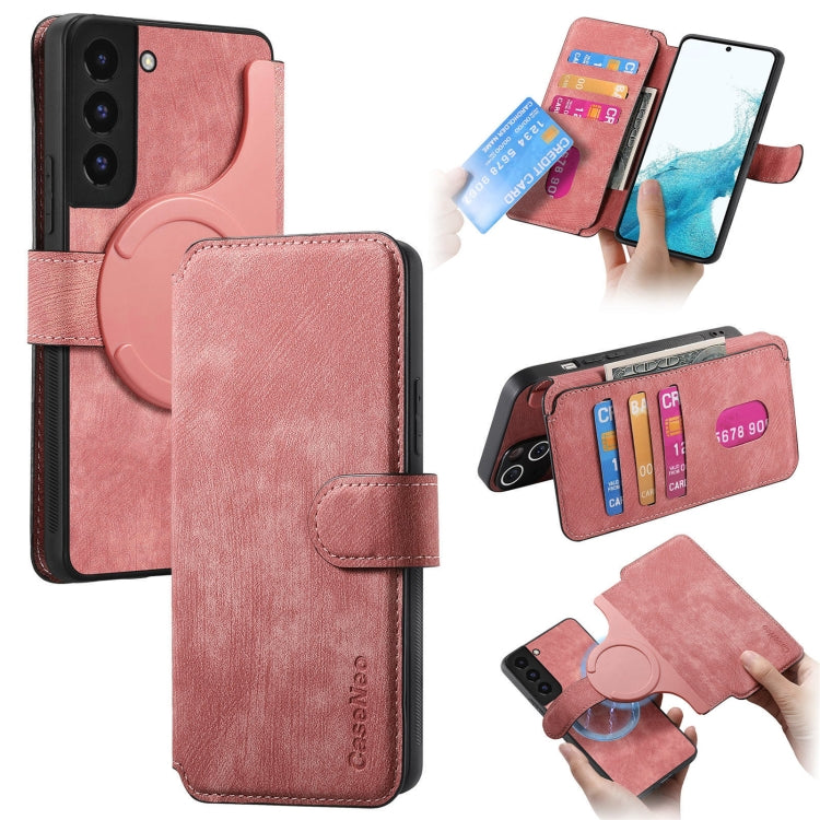 For Galaxy S21+ 5G CaseNeo MagSafe RFID Anti-theft Retro Leather Phone Case(Pink)