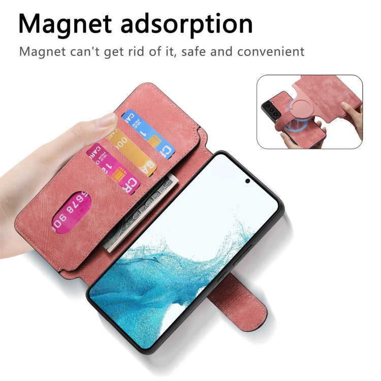 For Galaxy S21+ 5G CaseNeo MagSafe RFID Anti-theft Retro Leather Phone Case(Pink)