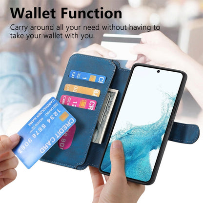 For Galaxy S21 5G CaseNeo MagSafe RFID Anti-theft Retro Leather Phone Case(Blue)