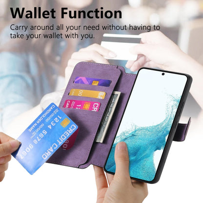 Pour Samsung Galaxy S21 5G CoqueHousse de téléphone en cuir rétro Neo MagSafe RFID anti-vol (violet)