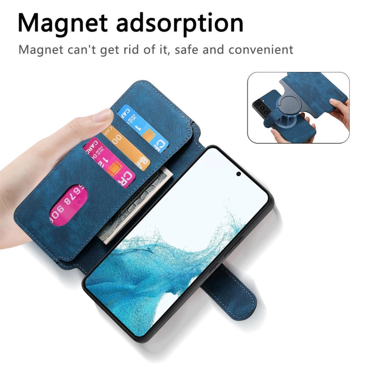 For Samsung Galaxy S21 FE 5G CaseNeo MagSafe RFID Anti-theft Retro Leather Phone Case(Blue)