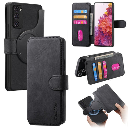 Pour l'étui Samsung Galaxy S20 FE, étui de téléphone en cuir rétro avec protection RFID et MagSafe (noir)