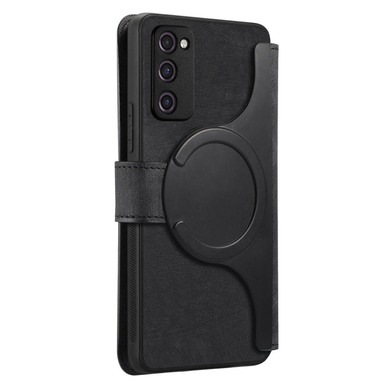 Pour l'étui Samsung Galaxy S20 FE, étui de téléphone en cuir rétro avec protection RFID et MagSafe (noir)