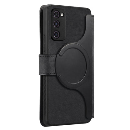 Pour l'étui Samsung Galaxy S20 FE, étui de téléphone en cuir rétro avec protection RFID et MagSafe (noir)