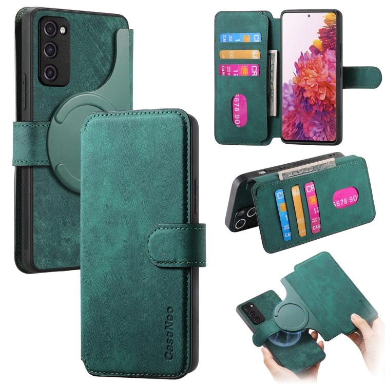 For Galaxy S20 FE CaseNeo MagSafe RFID Anti-theft Retro Leather Phone Case(Green)