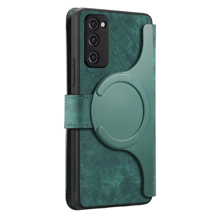 For Galaxy S20 FE CaseNeo MagSafe RFID Anti-theft Retro Leather Phone Case(Green)