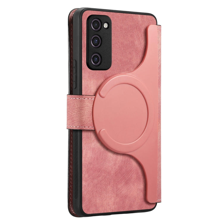 Pour étui Samsung Galaxy S20 FE, étui de téléphone en cuir rétro anti-RFID Neo MagSafe (rose)