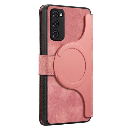 Pour étui Samsung Galaxy S20 FE, étui de téléphone en cuir rétro anti-RFID Neo MagSafe (rose)