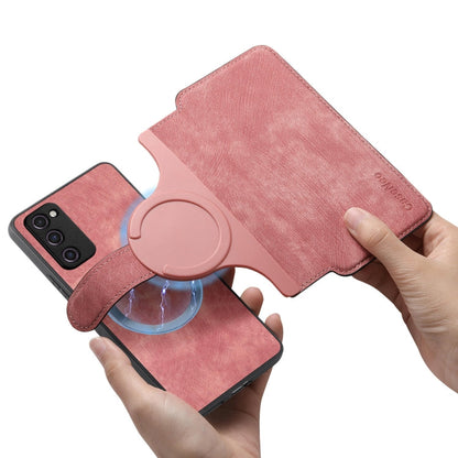 Pour étui Samsung Galaxy S20 FE, étui de téléphone en cuir rétro anti-RFID Neo MagSafe (rose)