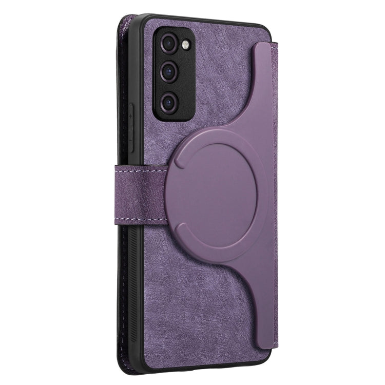 For Galaxy S20 FE CaseNeo MagSafe RFID Anti-theft Retro Leather Phone Case(Purple)