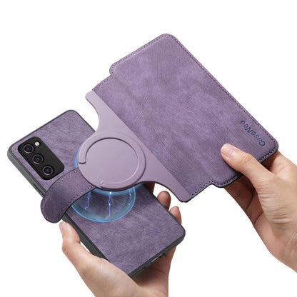 For Galaxy S20 FE CaseNeo MagSafe RFID Anti-theft Retro Leather Phone Case(Purple)