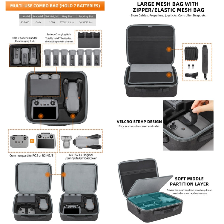 Sunnylife Carrying Case Bag, Model:A3-B660 Batteries Bag