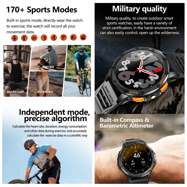 LEMFO K67 1.43 inch AMOLED Screen GPS Sports Smart Watch, Support Bluetooth Call / Health Monitoring(Black)