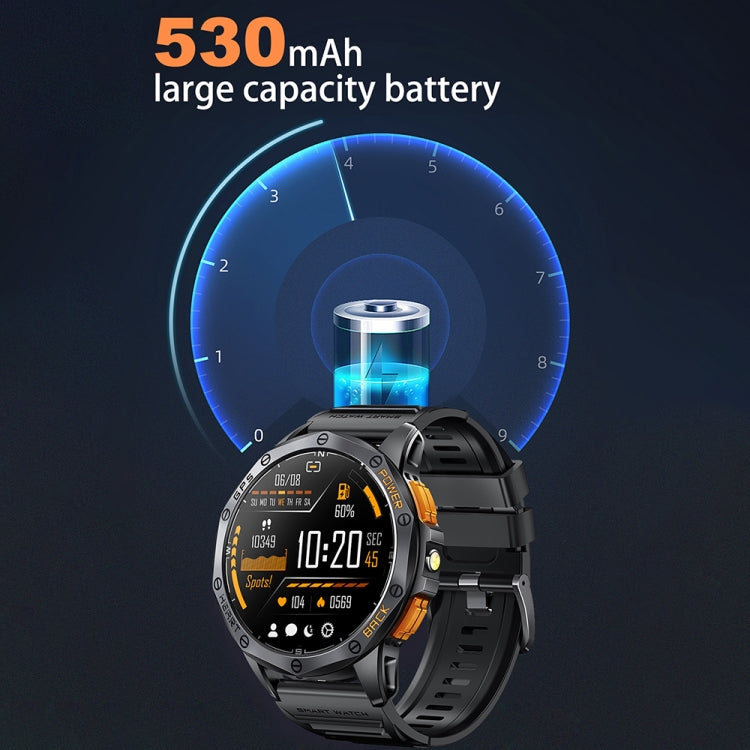 LEMFO K67 1.43 inch AMOLED Screen GPS Sports Smart Watch, Support Bluetooth Call / Health Monitoring(Silver Orange)