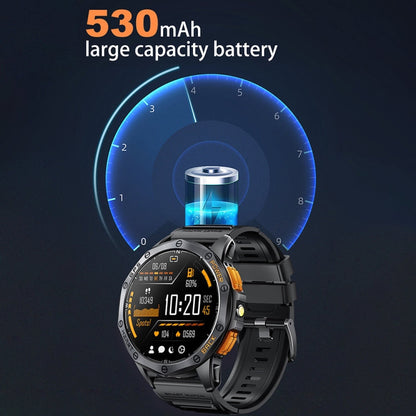 LEMFO K67 1.43 inch AMOLED Screen GPS Sports Smart Watch, Support Bluetooth Call / Health Monitoring(Silver Orange)