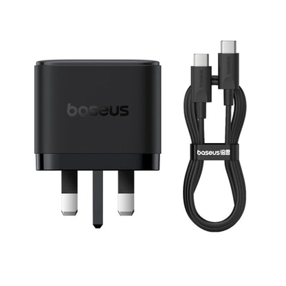 Chargeur rapide Baseus PD65W USB et 2 USB-C / Type-C avec câble Type-C de 1m, Type de prise : prise britannique (noir)
